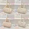Soft Polyester Round Cylindrical Shoulder Bag With Mobile Pocket For Casual Outings