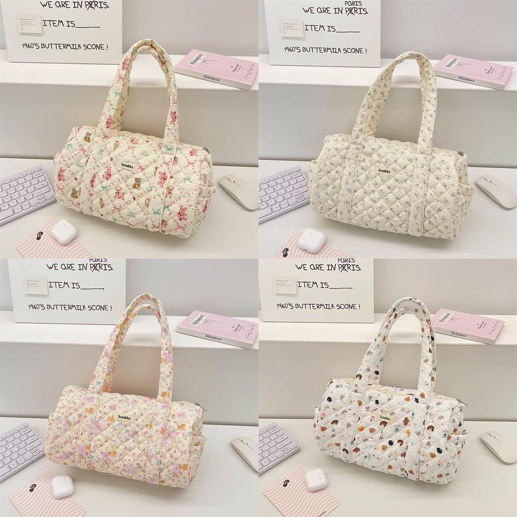 Soft Polyester Round Cylindrical Shoulder Bag With Mobile Pocket For Casual Outings