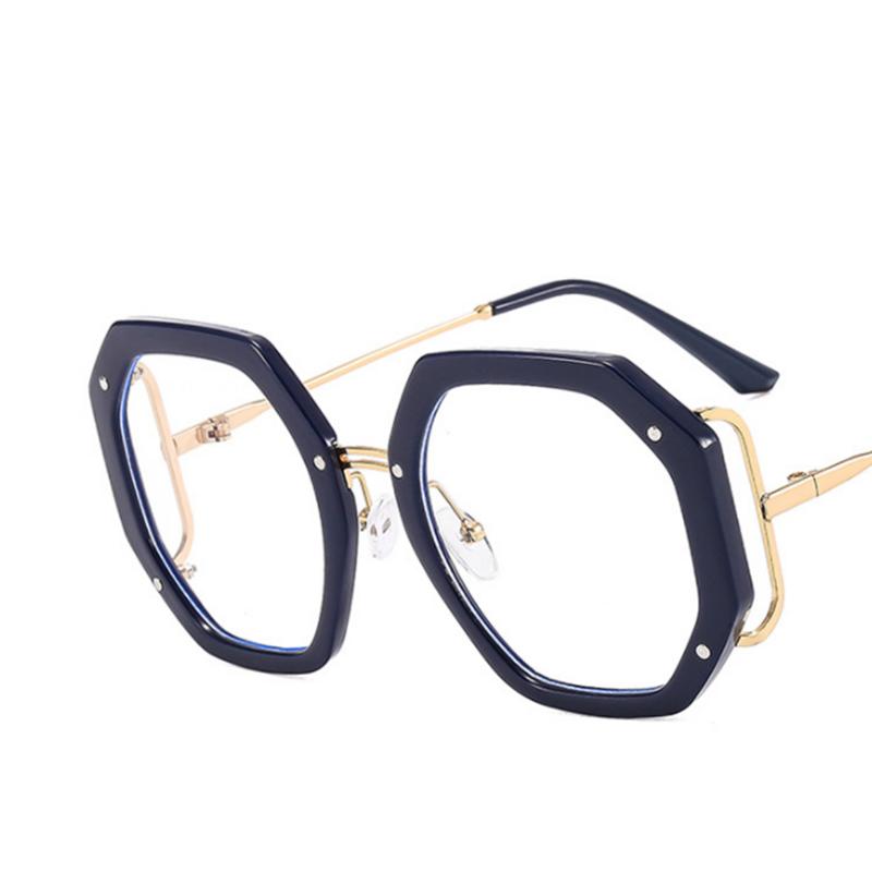 Retra Hollow Out Frame Clear Lens Glasses Polygonal Myopia Nerd Spectacles Degree 0 to -6.0 Lightweight Stylish