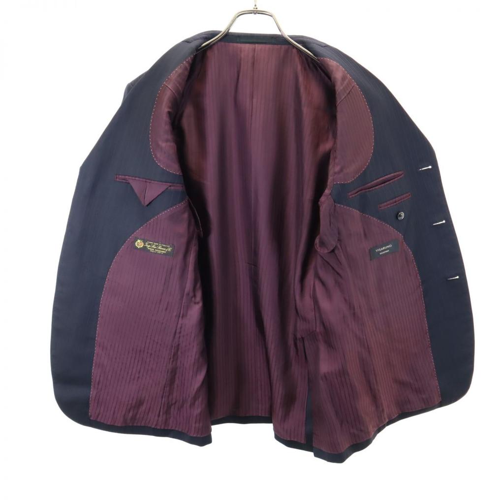 VISARUNO Made In Japan Wool Stripe Suit Setup Navy Men's Used