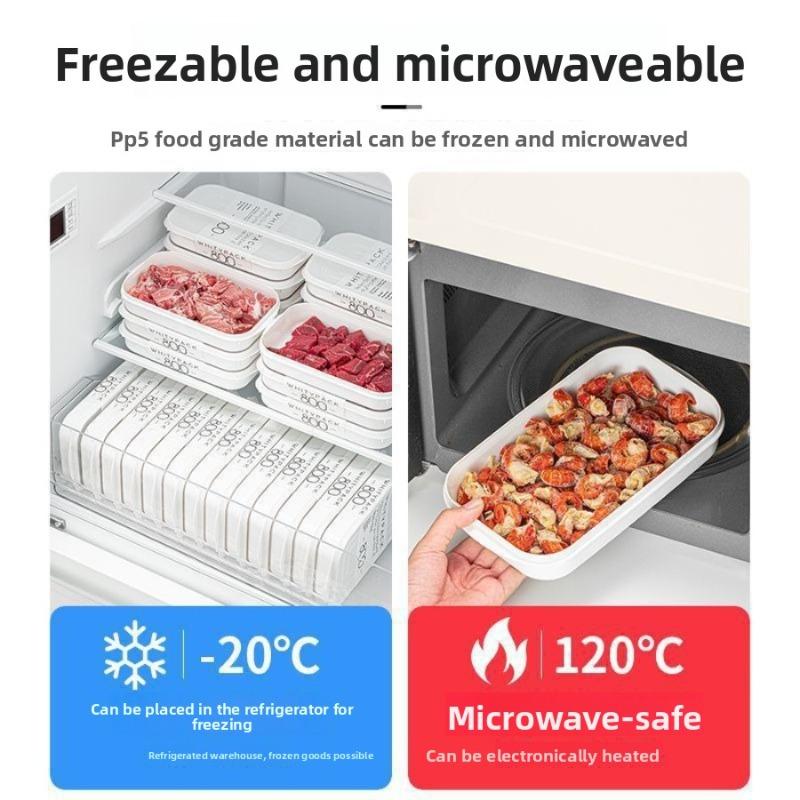 Professional Freezer Organizer Set with Labeled Compartments, 5-Piece Stackable Meal Prep Containers - Airtight for Meat, Fish