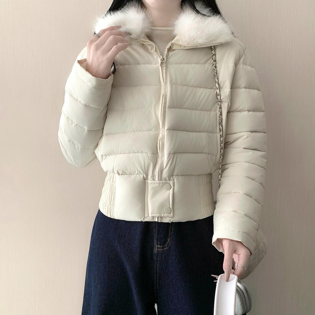 Winter new high-waisted European and American spice girls slim-fitting short jacket warm cotton clothing fashionable versatile casual jacket
