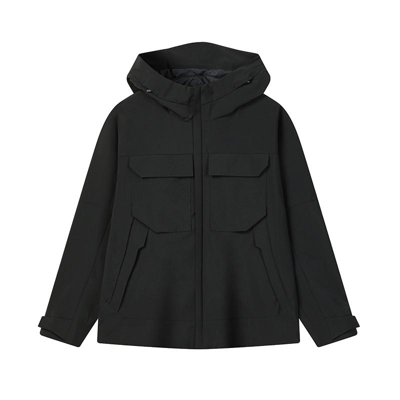 FILA Milano Series Simple Fashion Trend Classic Sports Casual Versatile Comfortable Loose Hooded Woven Jacket Men jackets Black F11M615708FBK