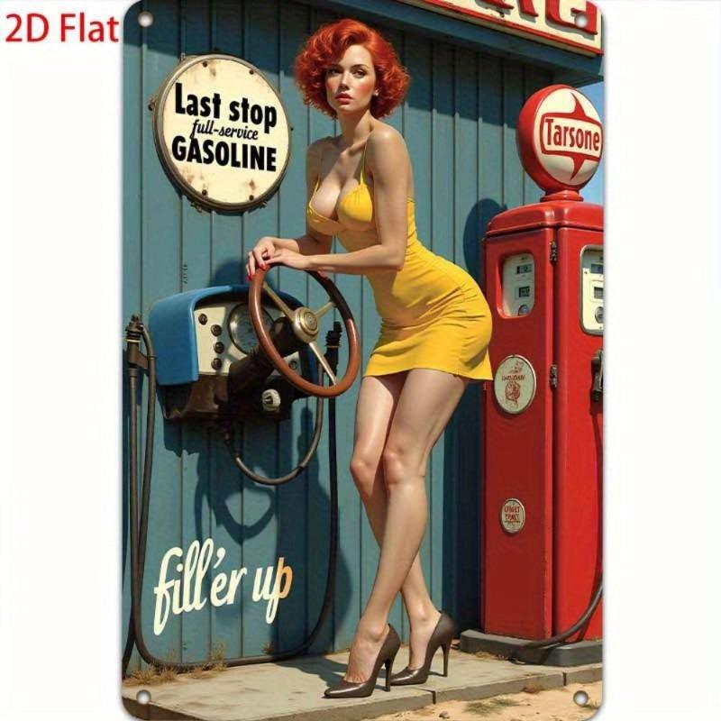 Lamiere Pin-Up Girl, Decorazione Metallica per Officina Garage 20x30cm
