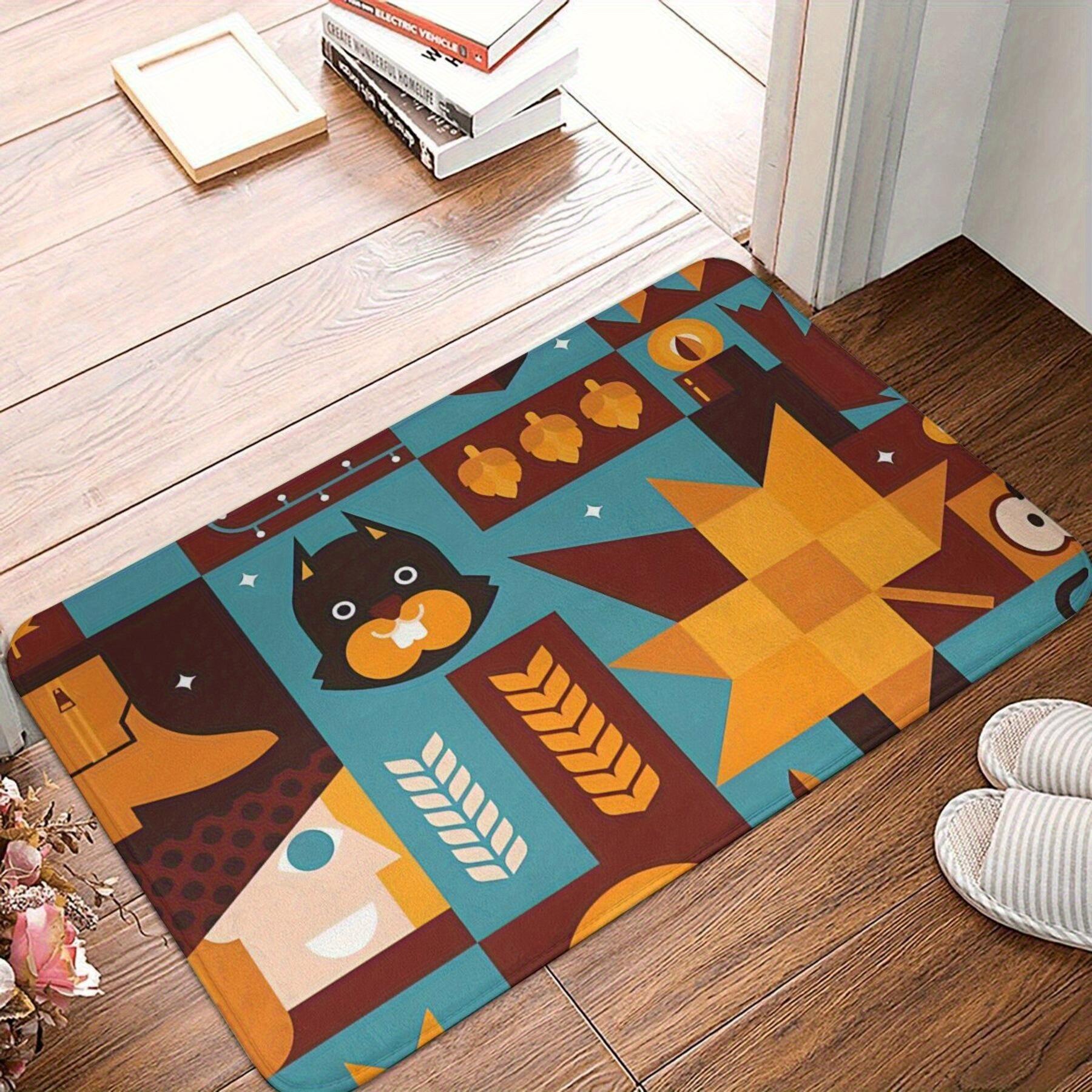 

1pc Non-Slip Autumn Doormat - Fall Decor with Teal Blue, Orange, Brown Colors - Indoor/Outdoor Entryway, Kitchen, Bath Mat - Mac 40x60cm