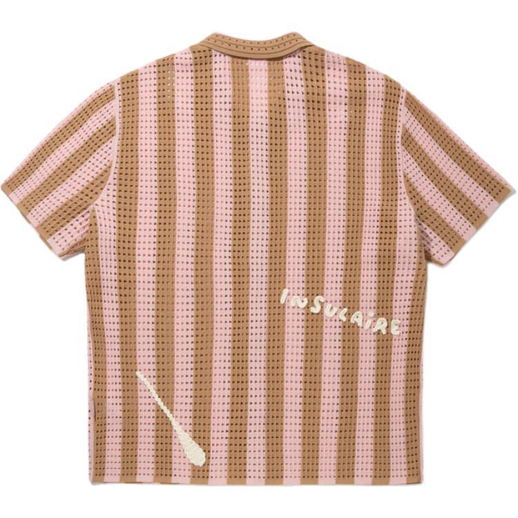 Li Ning Letter Stripe Single-Breasted Polo Short Sleeve Knit Top Unisex tops AMBV435-2