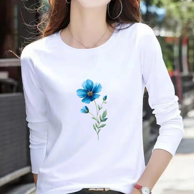 

Women s Casual Heart Letter Print Long Sleeve Round Neck T-shirt for Spring & Autumn M