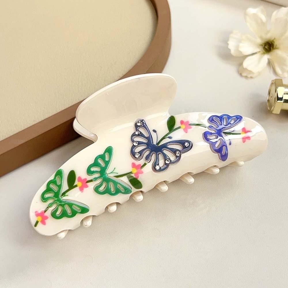 Blume Frauen Haifisch-Klammer Koreanischer Stil Acryl Haar-Kralle Strassstein-inlay Haar-Kralle Weiblich