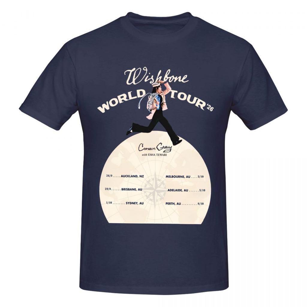 Unisex Conan Gray Wishbone World Tour 2026 Retro T Shirt Streetwear Cotton Crewneck Unisex Tshirt
