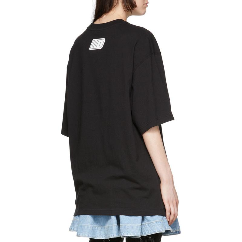 We11done Ss22 Logo Print Round Neck Short Sleeve T-Shirt Unisex Tops Black WD-TT1-22-694-U-BK