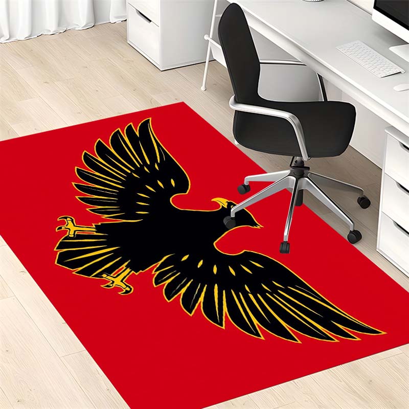 Red Background Black Spread Eagle Print Area Rug, Non Slip Soft Floor Mat Living Room Bedroom Home Decor Carpet