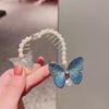 Elegant Rhinestone Butterfly Bun Hair Clip with Inverted Comb for Women