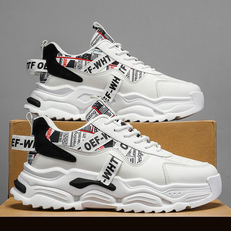 New ModelTrendy Men'S Shoes, Spring/Autumn Running Sneakers, Youth Fashion Versatile Thick-Soled Height-Increasing Dad Trendy Shoes