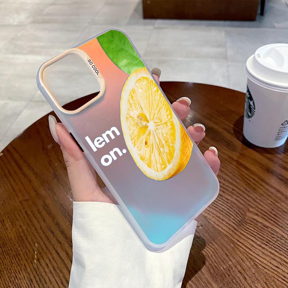 

Creative Fruit Vegetable Sticky Note Phone Case Gradient IMD Colorful Silver Suitable case for iPhone17 16 15 14 13 12 Pro Max iPhone 14 Pro