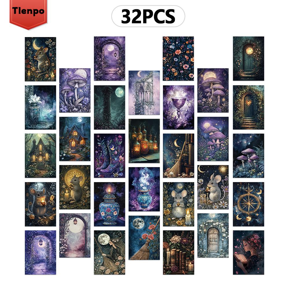 

32 шт., Открытки «Волшебный лес», Готический стиль, Подарки на день рождения/юбилей, Коллекционные, Подарочные и Почтовые.