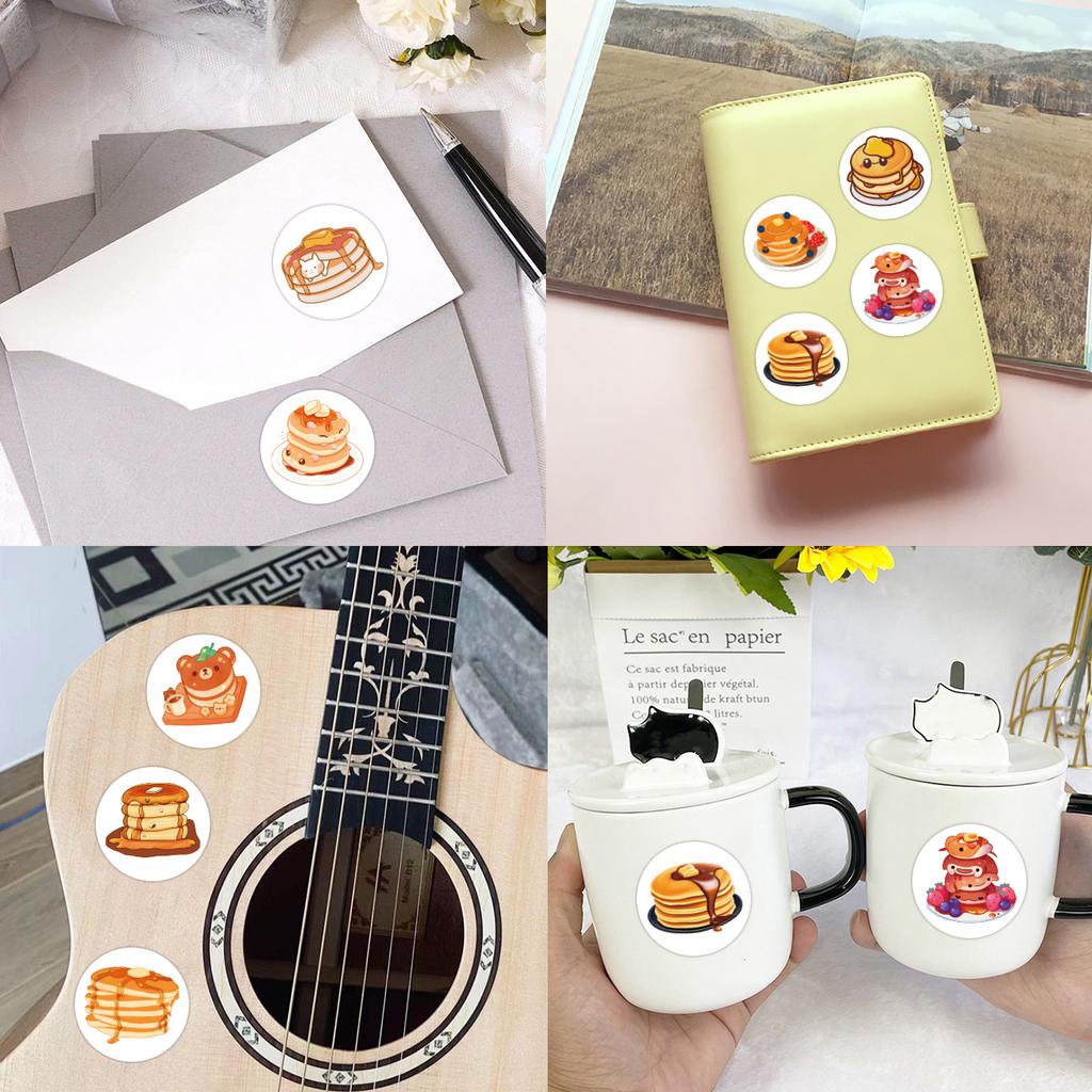 500 Stickers/roll Pancake Dessert Roll Stickers Celebrate Birthday Stickers Decorative Stickers Children Reward Color Stickers
