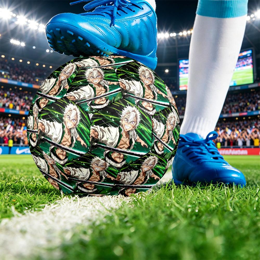 Demon Slayer Printed Size 5 Standard Football, Waterproof PU Training Soccer Ball for Outdoor Sports