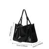College Student Black Tote Bag Underarm Bag Large Handbag Trendy PU Leather Shoulder Bag  Shopping
