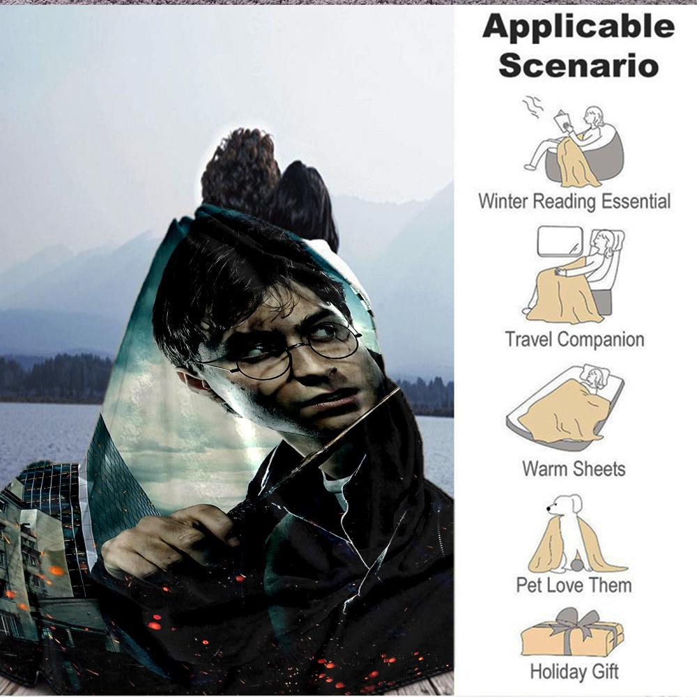 1pc Harry Potter Blanket Lightweight Flannel Throw For Sofa, Bed, Travel, Livingroom, Office, Couch, Chair, And Bed