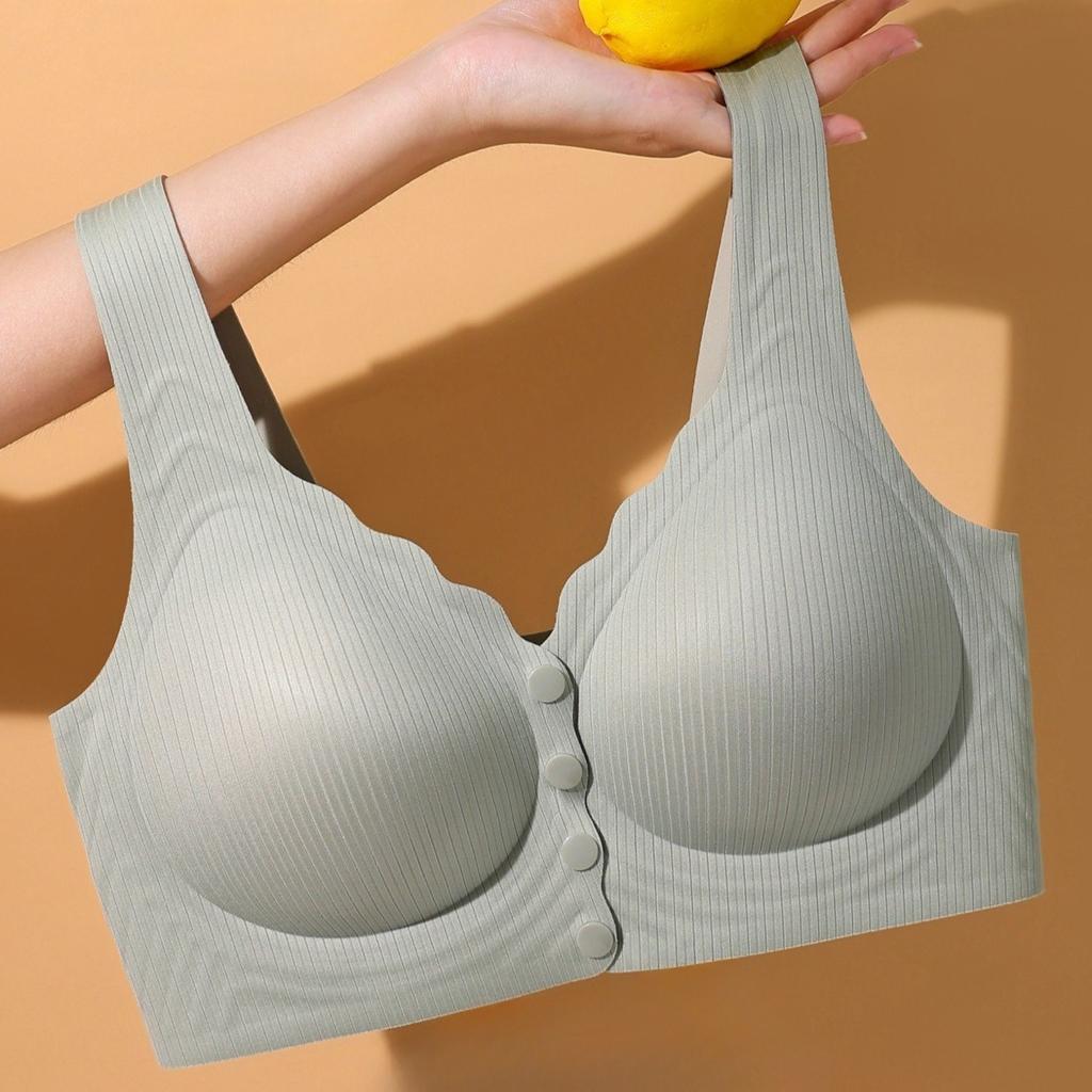 Breathable Front Buckle Seamless Underwear Thin Style Large Chest Small Plus Size Middle-aged and Elderly Women Comfortable No Ring Nursing BraBra
