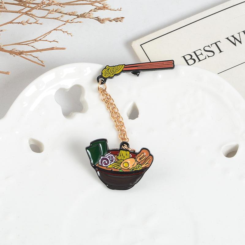 Ramen Tonkotsu Distinctive Alloy Pin Brooch With Geometric Elements For Enthusiasts Fashion
