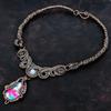 Cotton Candy Turquoise Necklace Copper Wire Wrapped Gemstone Jewelry Rainbow Moonstone Necklace Handmade Copper Wire Necklace Wedding Gifts