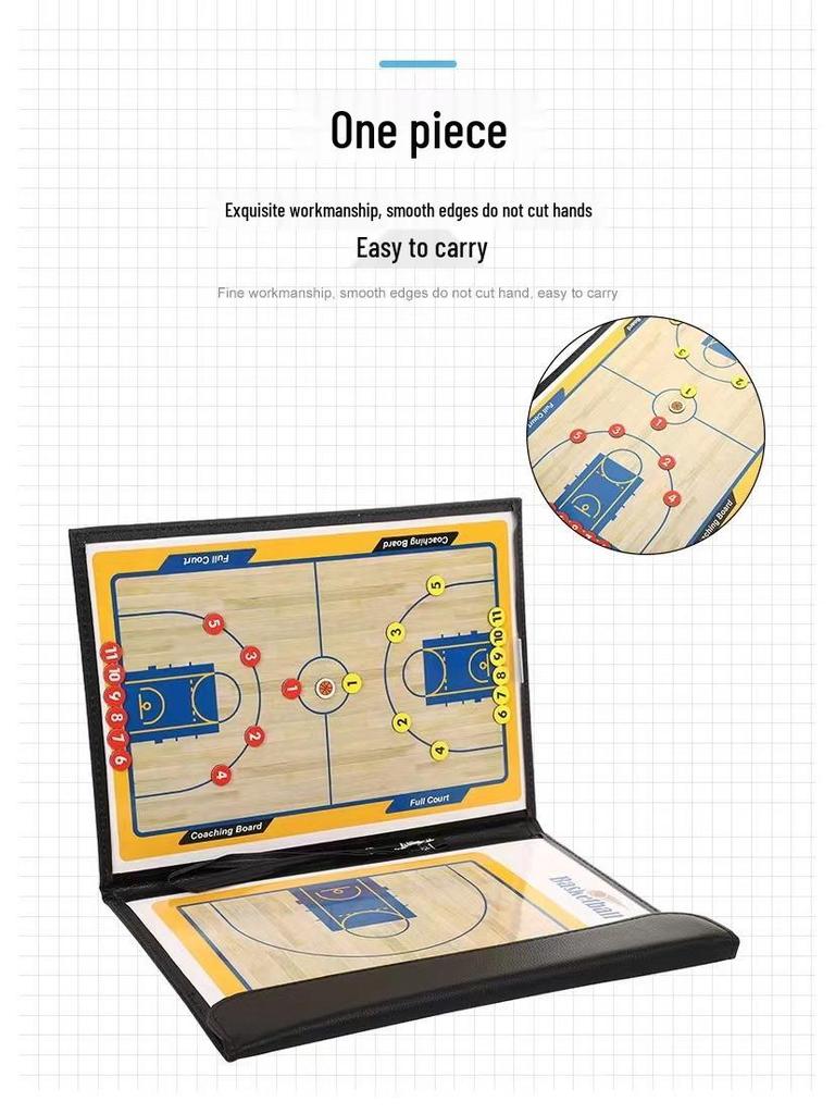 Foldable Magnetic Basketball Coaching Board with Markers and Pieces