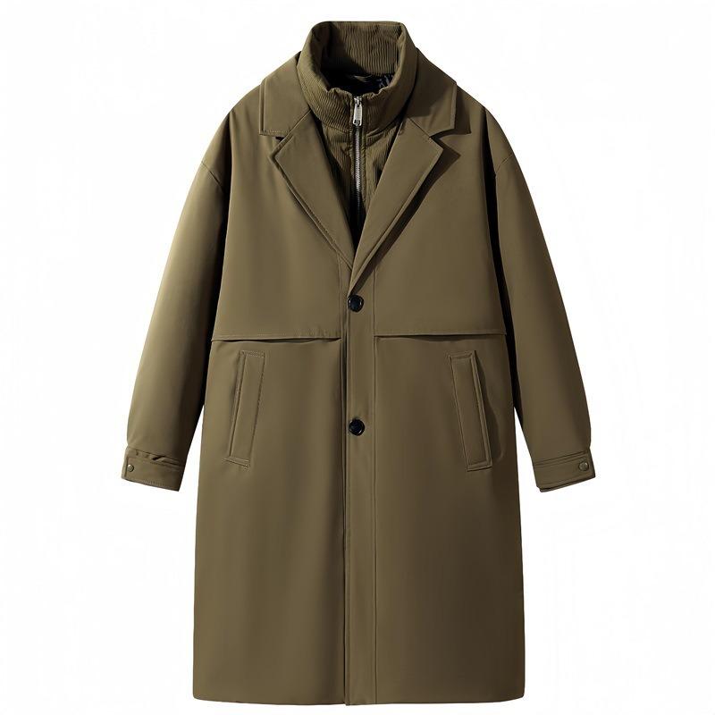 Tooling% White Duck Down Jacket Men's and Women's Winter Fake Two Pieces To Keep Warm Trench Coat Men's