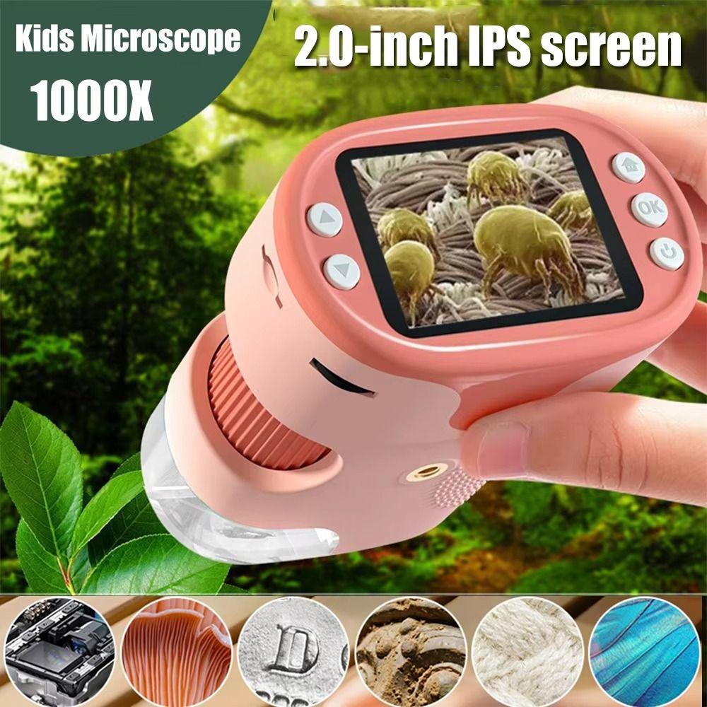 2,0" Bildschirm Handheld-Mikroskop 1000-fache Vergrößerung Mini-Mikroskop Pädagogisches Mikroskop für Kinder