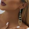 Gold Elegant Natural Stone Earrings With Trendy Fringe And Detail Chain