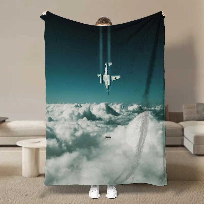 Warm Soft Vintage Planes Print Blanket Fluffy Children and Adults Sofa Plush Bedspread Picnic Throw Blanket for Sofa Bed Gifts