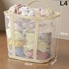 Nylon Mesh Laundry Basket With Handle Breathable Folding Portable Dirty Clothes Organizer Bags Large Capacity Toys Storage Bag