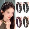 Synthetic Rhinestones Twist Braided Hairband Elegant Fishbone Braids Hair Bands  Party