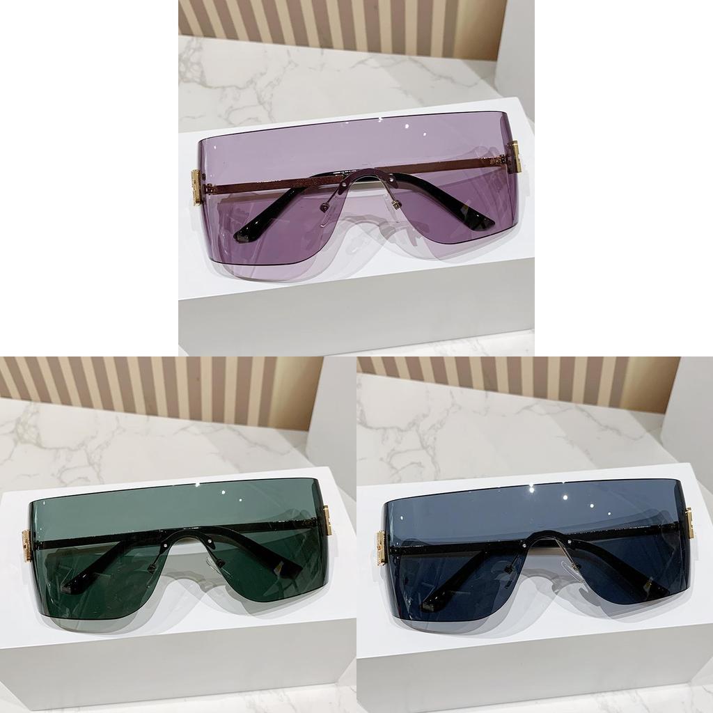 Miao Jia Y2k Gold Frame Square Sunglasses With Purple Lenses For Stylish Outdoor Wear