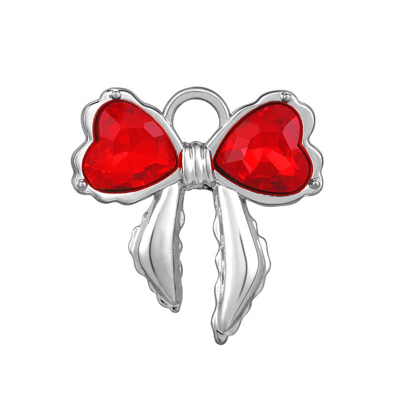 Colorful Crystal Heart Bow Knot Butterfly Sun Pendant Beads Stainless Steel Charms Earrings Necklace Woman Jewelry DIY Making