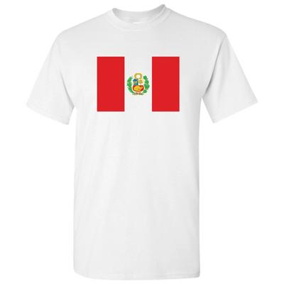 Peru Latijns-Amerikaanse Vlag Basis Katoenen T-shirt - Wit