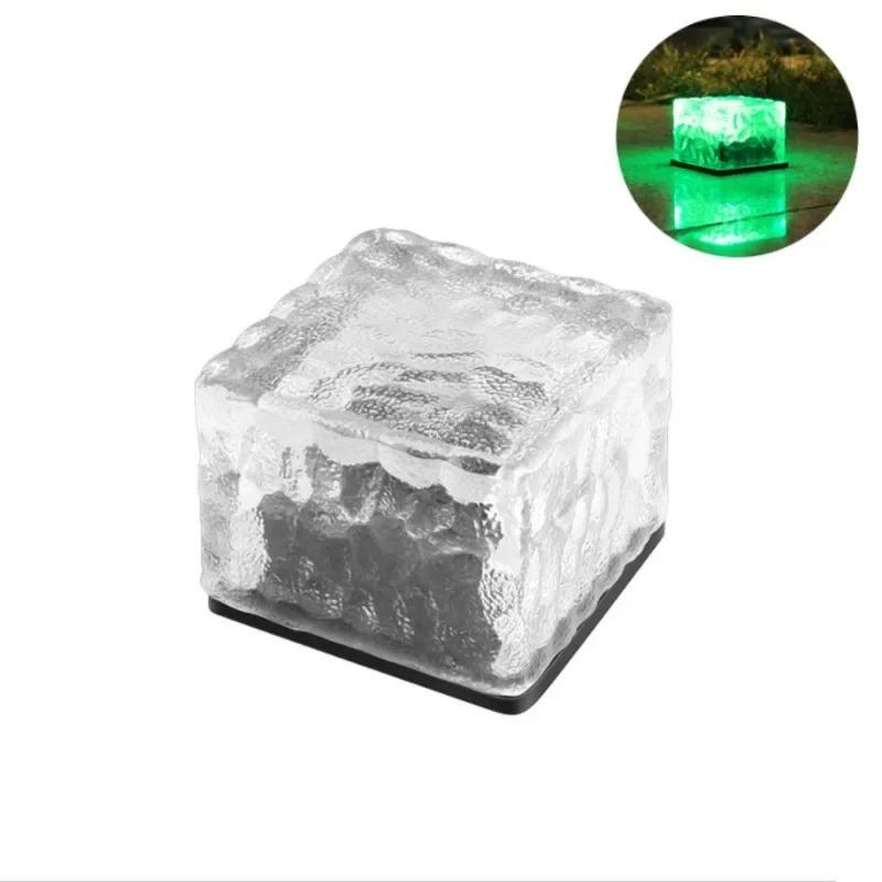 Atmosphere lights Solar Powered Ice Cube Lamp Glass Brick Landscape Square Glass Outdoor Road Courtyard Garden Decoration