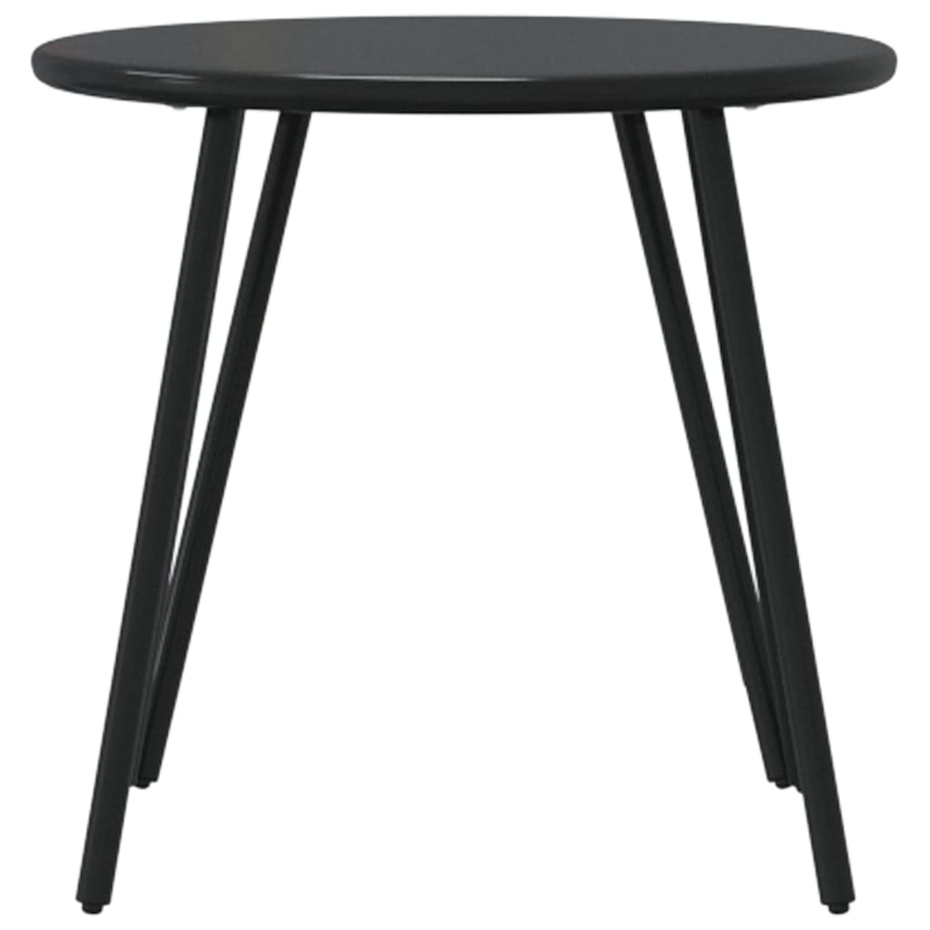 Garden Coffee Table Set 2 pcs Round Black Powder Coated Steel