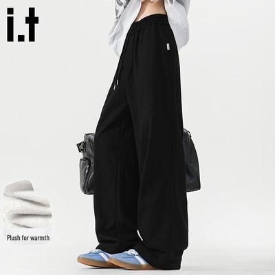 Fingercroxxit Men's Fleece-Lined Straight-Leg Sweatpants