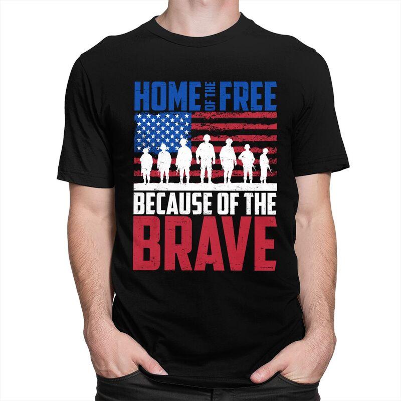 Custom Home Of The Free Because Of The Brave T Shirt Men Short Sleeves 100 Cotton Tshirt Leisure Veteran Patriotic Tees