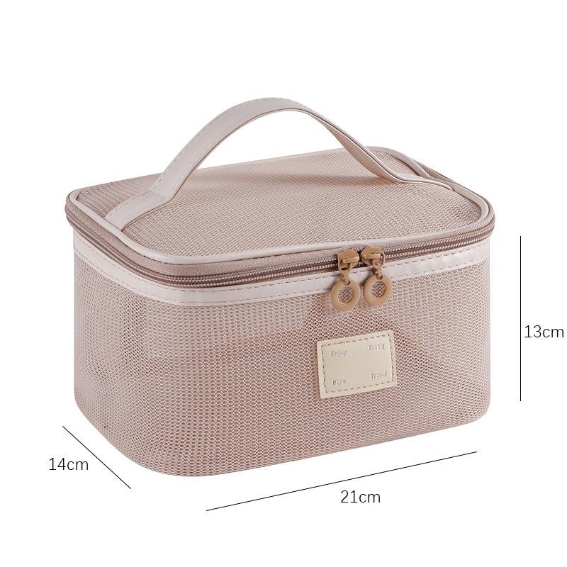 Large Capacity Mesh Makeup Bag - Portable Transparent Toiletry Storage