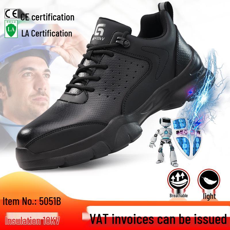 Men's 10KV Breathable Insulated Safety Shoes: Lightweight, Anti-Smash, Anti-Puncture, Comfortable Electrician Footwear.