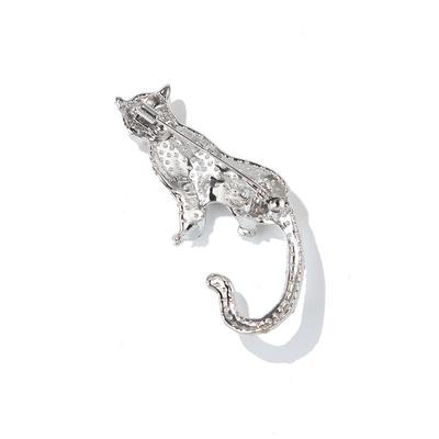 Vintage Rhinestone Animal Cheetah Brooches For Women Clothing Coat Jewelry Accessories Gifts