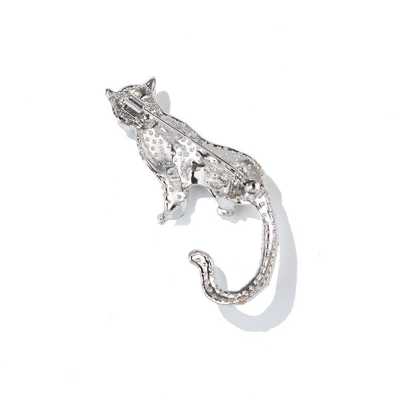 Vintage Rhinestone Animal Cheetah Brooches For Women Clothing Coat Jewelry Accessories Gifts