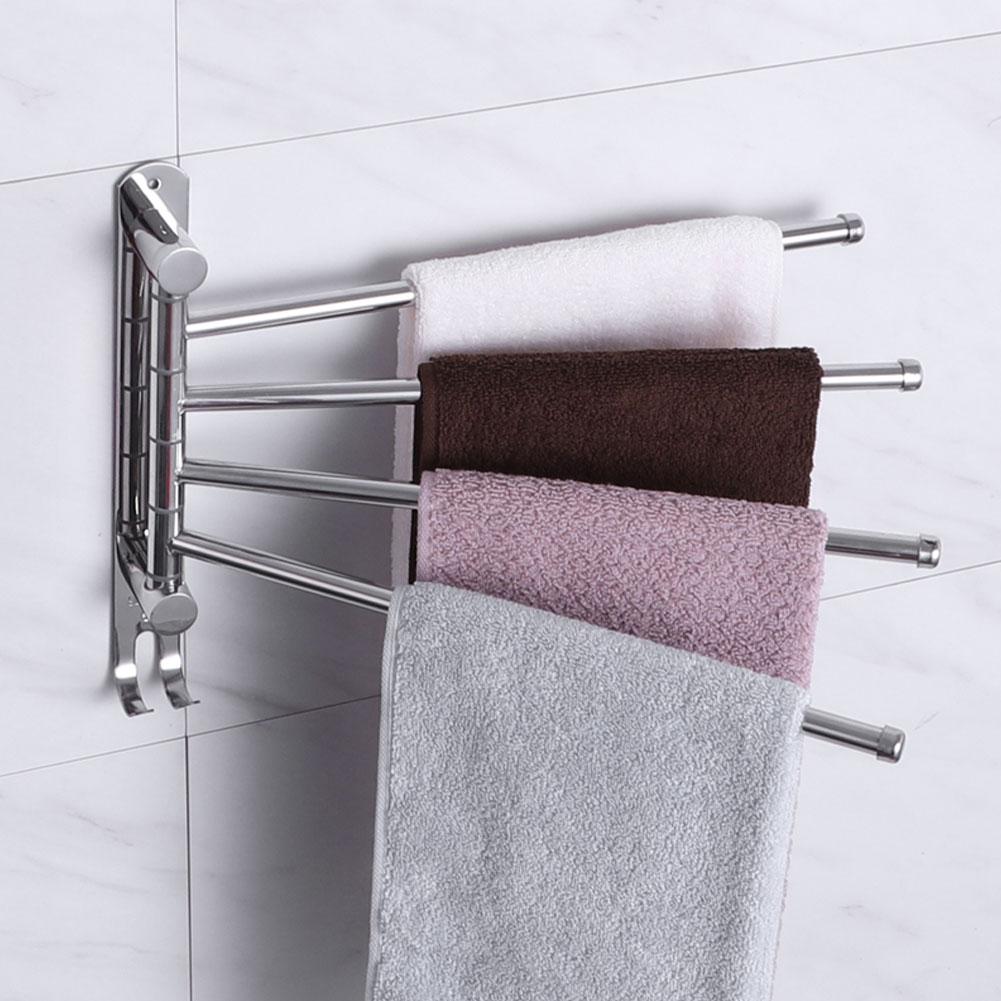 4 Stangen Edelstahl Wanddrehung Handtuchaufbewahrungsregal Ablagehalter Stange Badezimmer Organizer