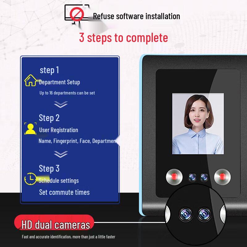 Youku Biometric Attendance System CN plug (adapter included)