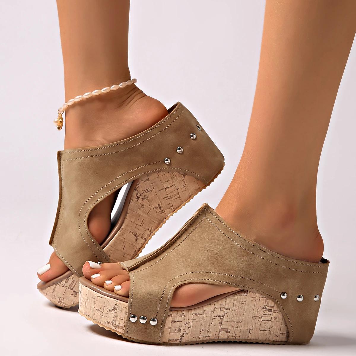 

Fashion Women Sandals Lightweight Platform Shoes Woman 2025 New Wedges High Heels Sandals Summer Peep Toe Slippers Sandalias De Mujer 43 хаки