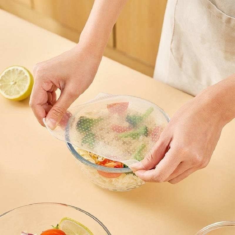 Transparent Silicone Reusable Food Wrap Versatile Microwave Bowl Lid Kitchen Cover