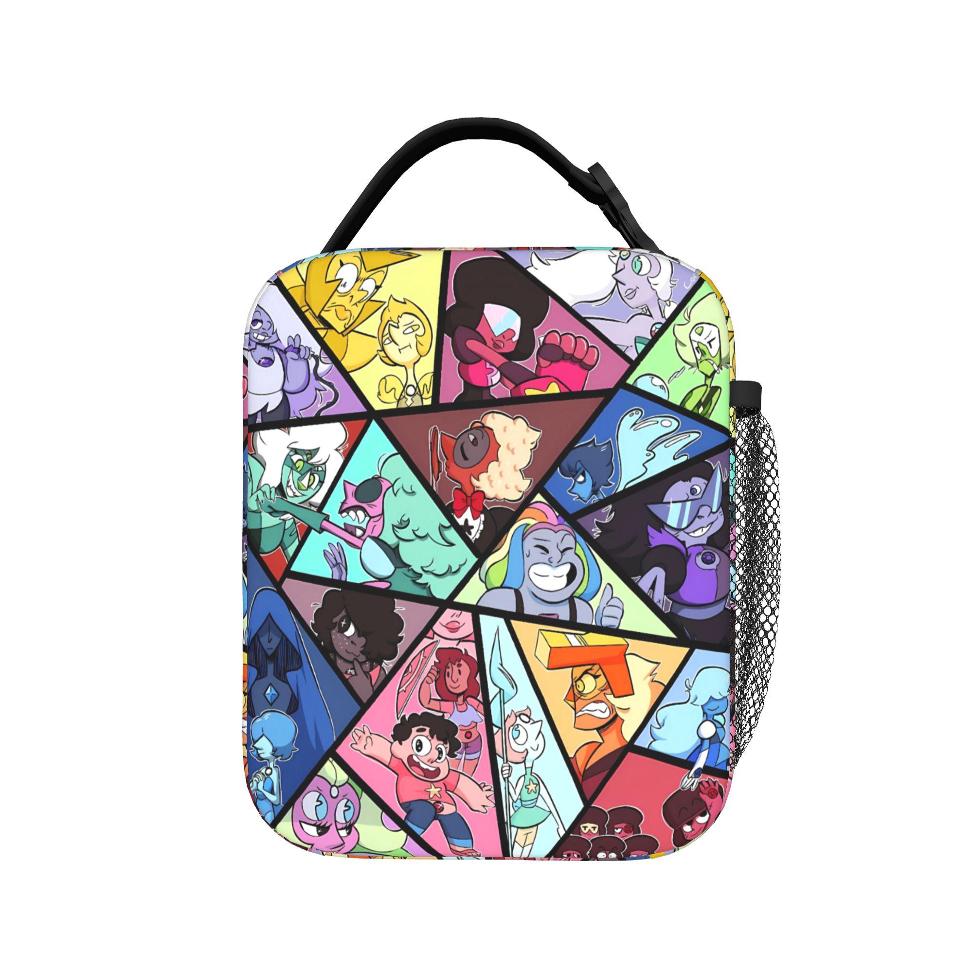 Sac à lunch Steven Universe Gemmes de Cristal Boîte à lunch scolaire pour enfant Sac fourre-tout Sacs repas Oxford Sac isotherme portable One Size