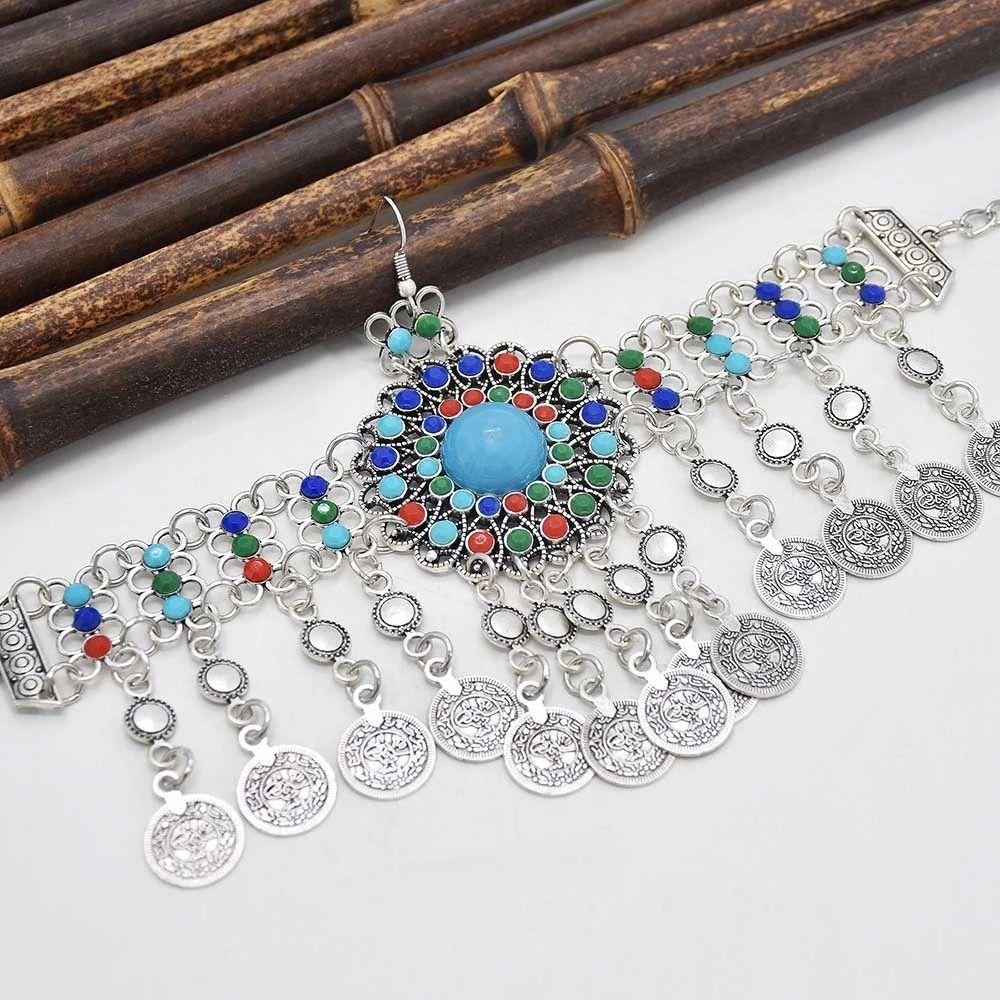 Coin Headbands Gypsy Tribal Forehead Chain Bohemia Beads Headbands Women Head Chain Hanfu Headwear